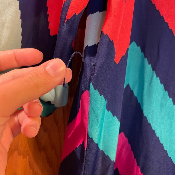 Colorful Striped A-Line 3/4 Sleeve Dress - Picture 2 of 5